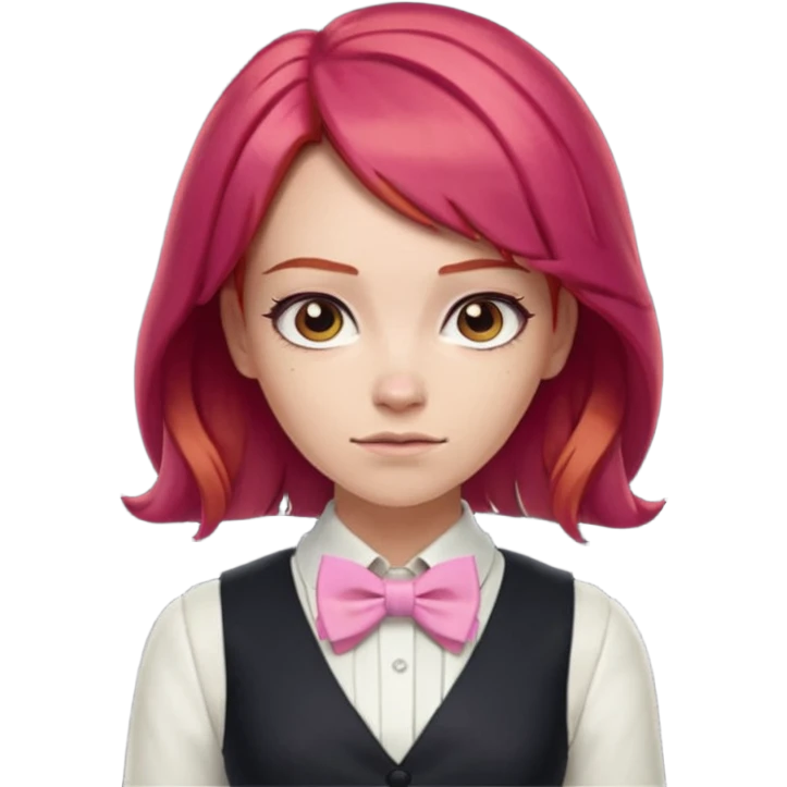 In A Clash Of Clans Aesthetic readhead hair woman with pink bowtie emoji