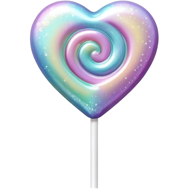Iridescent pearl heart shaped lollipop with glitter  emoji