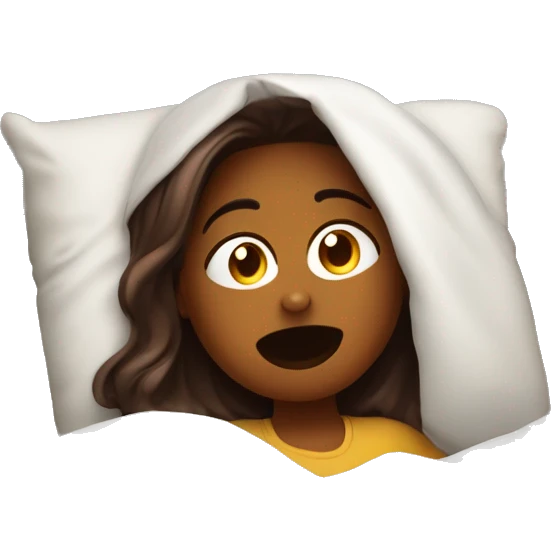Chica de cabello color chocolate durmiendo en una cama muy cómoda  emoji