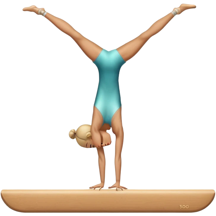 An artistic emoji of a professional sports acrobat performing a stunning balance pose on a narrow beam. The acrobat showcases perfect control, flexibility, and strength, executing an elegant handstand. The background features a bright gymnastics arena with spotlights. emoji