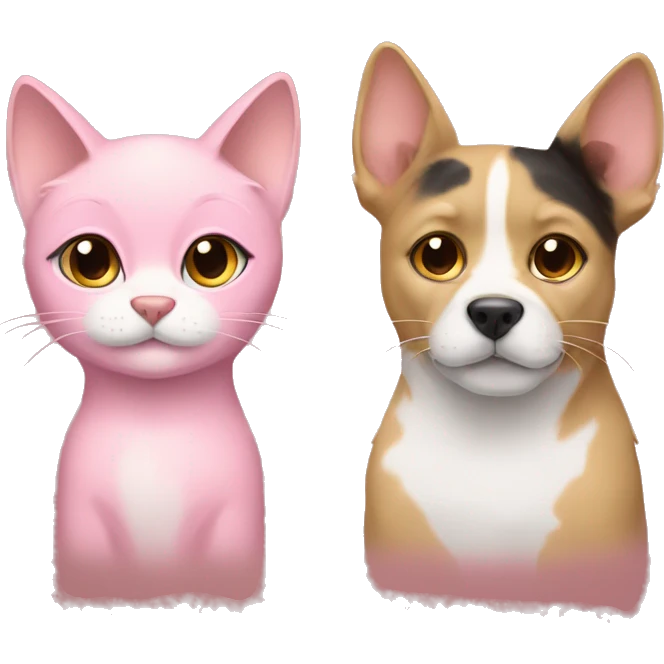 pink and gold cat and dog emoji