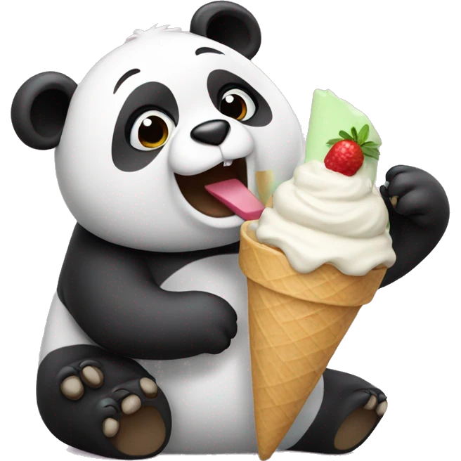 Panda eating ice cream emoji