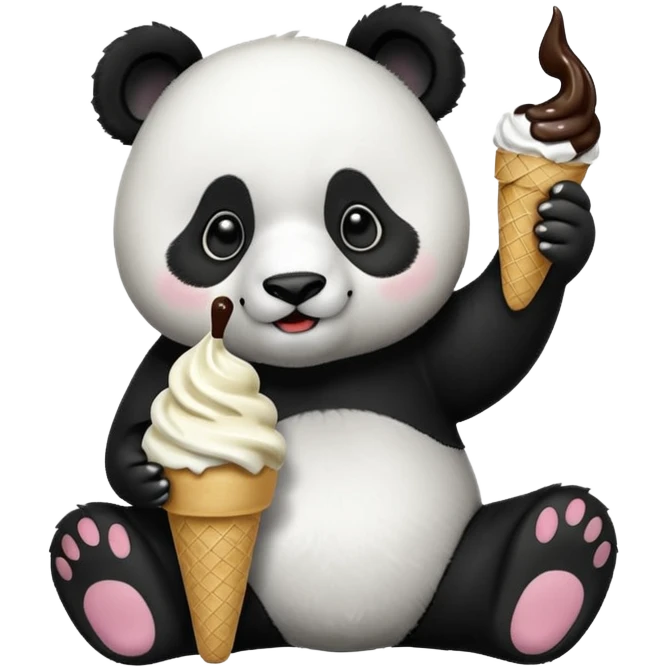 Panda eating ice cream emoji