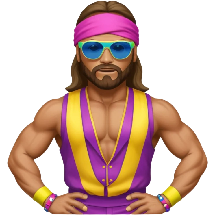 Create a Macho Man emoji for a teams chat but make it more original style to the game - make it as realistic as possible emoji