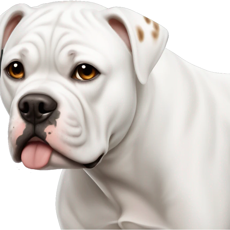 White American bulldog with brown spot left eye emoji