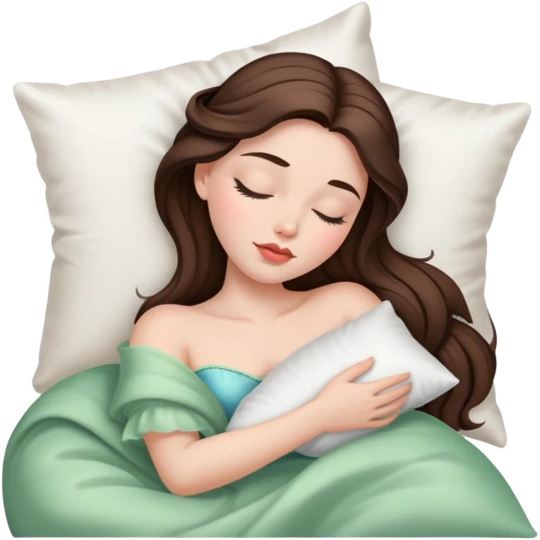 sleeping beauty brunette white girl with a silk pillow emoji