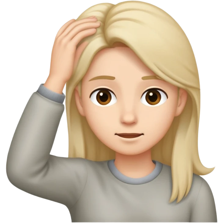 Emoji head pushing hair behind ear with hand  emoji