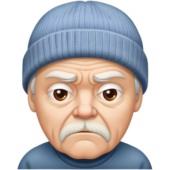 grumpy older man beanie hat emoji