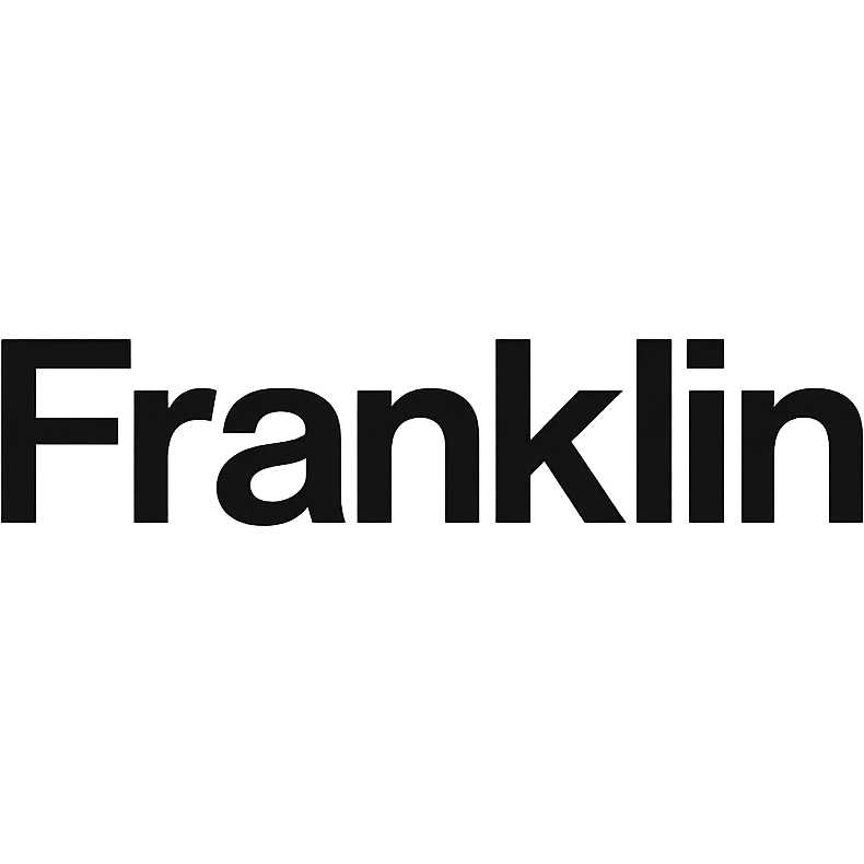 word mark of 'Franklin' with only the first letter capitalized, Helvetica-style startup font, minimalist, pure black emoji