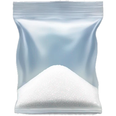 White Salt filling half of a small clear FLUORESCENT baggie with no face  emoji