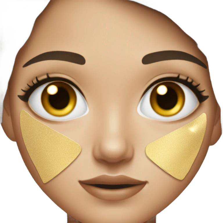 White Skin care on white freackles skin of a brunett blue eyes girl under eyes gel Gold eye patches emoji