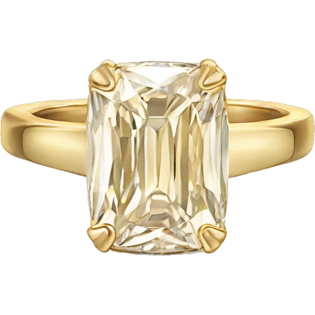 Gold Elongated Cushion cut diamond ring emoji