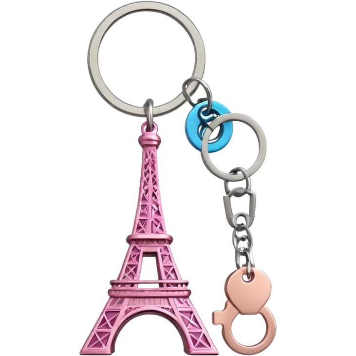 Pink Eiffel tower key ring emoji