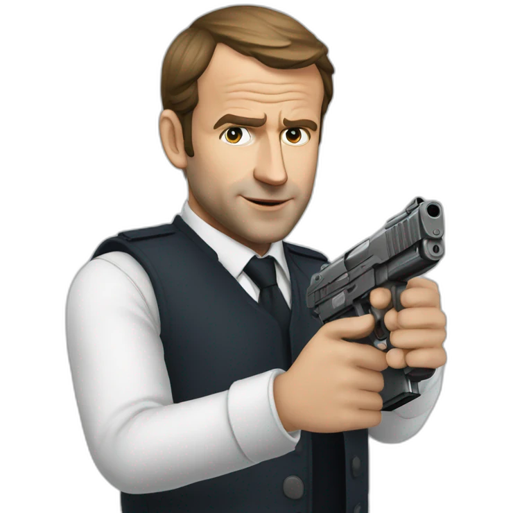 Macron avec pistolet a eau emoji