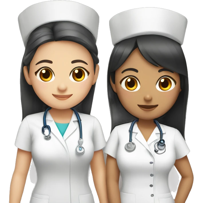 Japanese and Hispanic Nurse besties emoji
