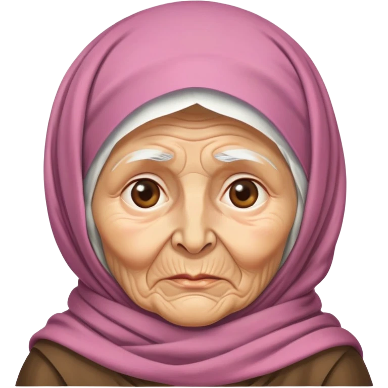 poor elderly babushka with headscarf and wrinkled face emoji