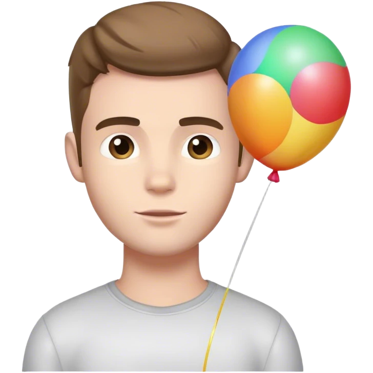 Liam holding a balloon emoji