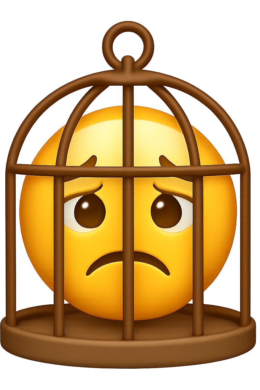 Disturbi alimentari quindi cibo visti come una gabbia stile emoji iphone. emoji