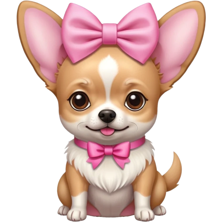 Light chihuahua with big pink bow on head emoji