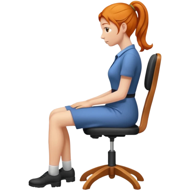ginger woman with bad posture on chair from the side emoji