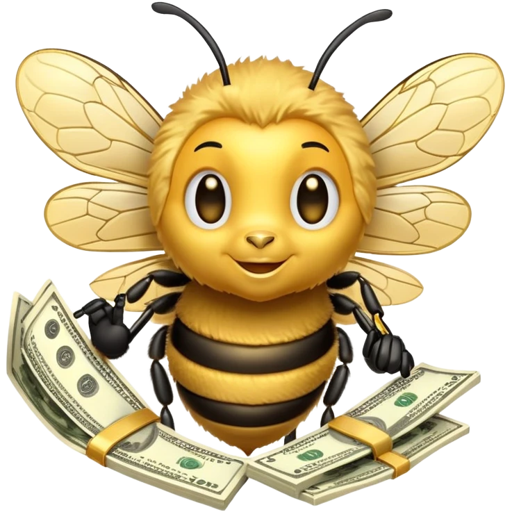 Bee with dollars emoji