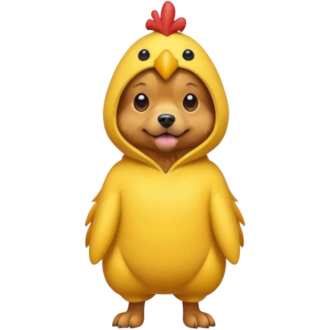 Dog wearing a chicken suit emoji