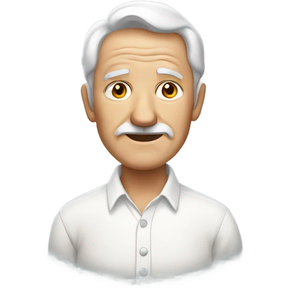 old man in white shirt without mustache emoji