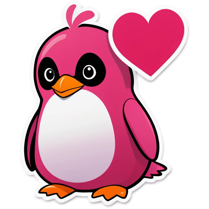 Pink penguin valentine emoji