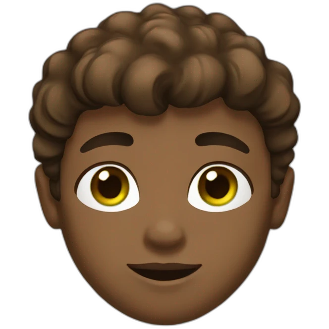 boy with brown skin color and green eyes and brown hair emoji