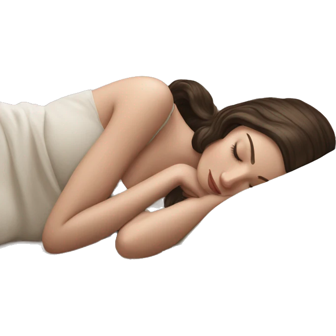 sleeping beauty brunette short hair white girl with a silk pillow emoji
