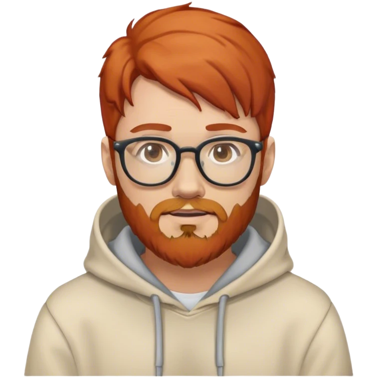 redhead guy with beard and glasses wearing a hoodie emoji