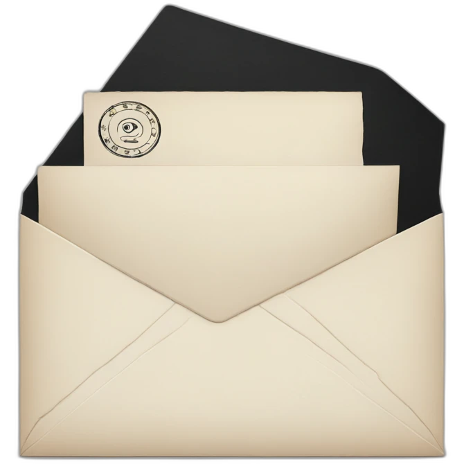 Black color envelope with stamp emoji