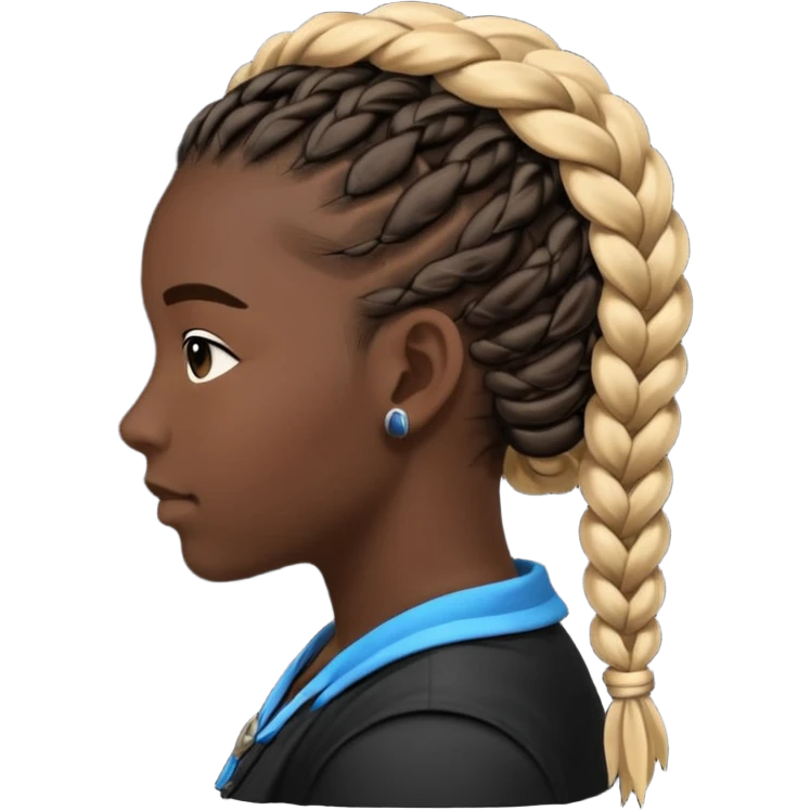 silhouette of a head with braided dreadlocks emoji