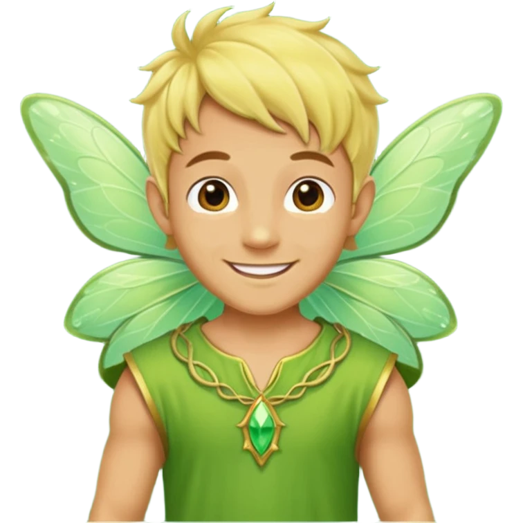 yellow male fairy, tan skin emoji