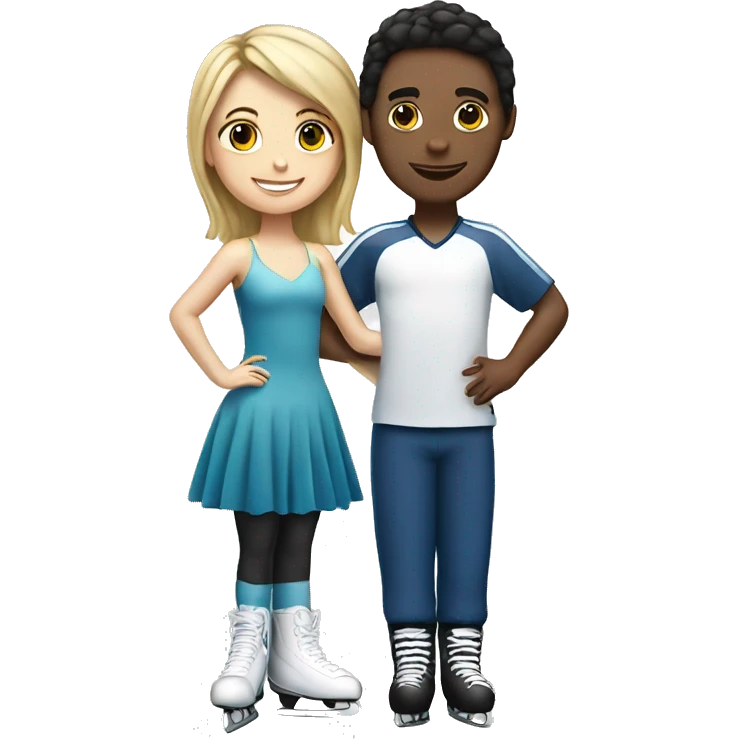 Figure skater girl with hockey player boy emoji
