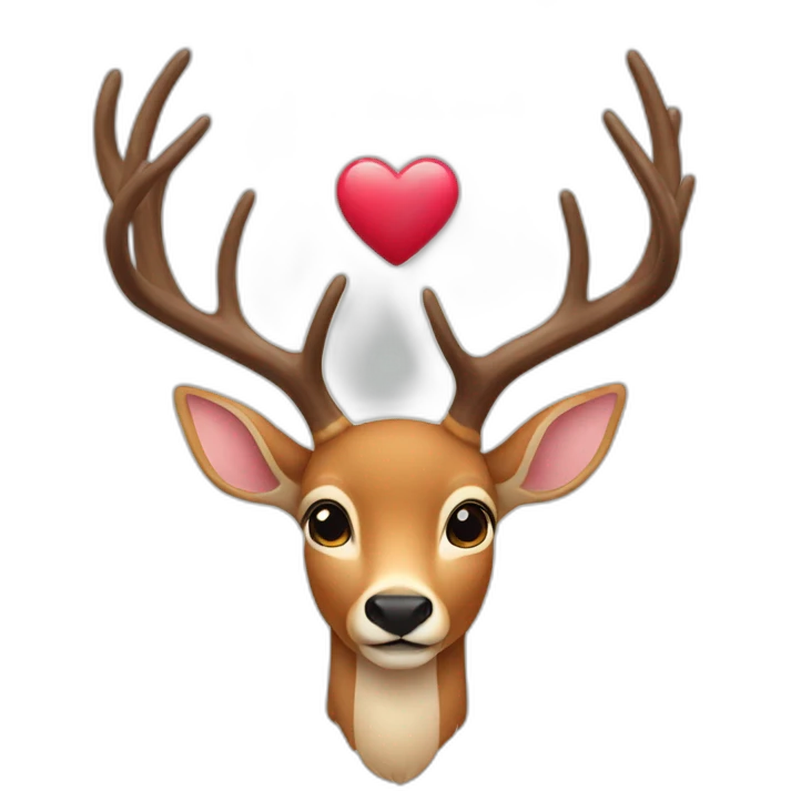 a deer with a heart in his hands emoji