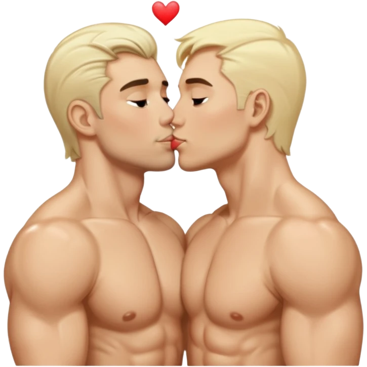 Two white blonde jacked men kissing eachother emoji