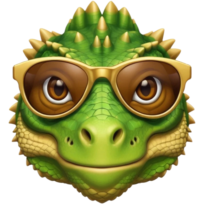 rich capitalist iguana head with golden glossy sunglasses emoji