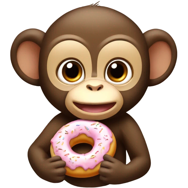 a baby monkey eating a donut emoji