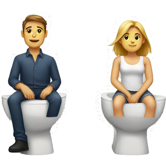 A couple sitting on two different toilets next to each other  emoji