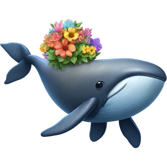 A rock whale raising flowers emoji