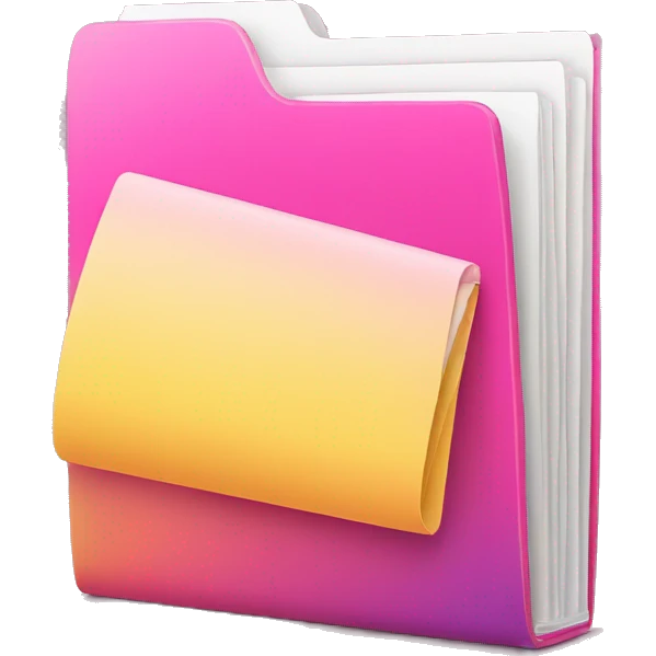 gradient pink yellow shades folder with documents emoji