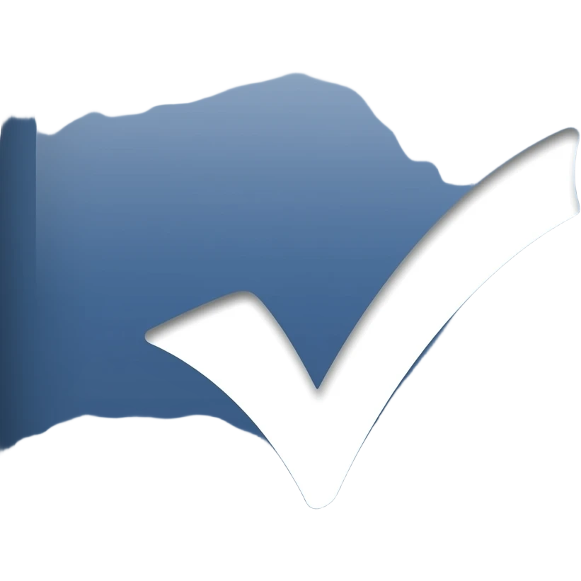 As un cuadrado azul oscuro de lado derecho con la marca ✔️ en el medio emoji