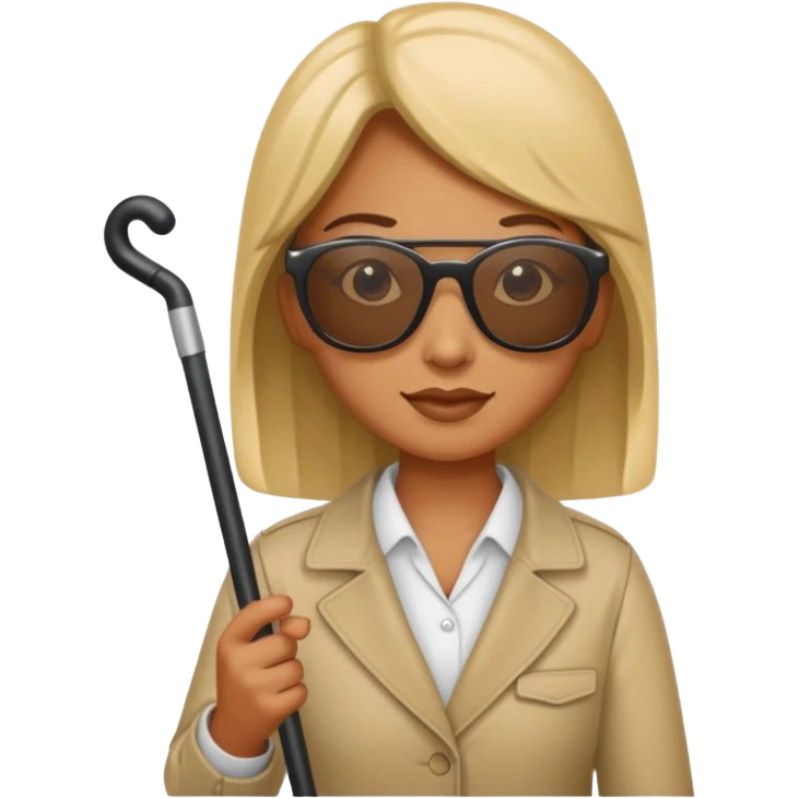 A blind person wearing sunglasses and holding a guide cane emoji