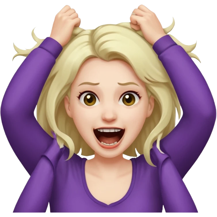 Manic laughter ripping hair out female emoji