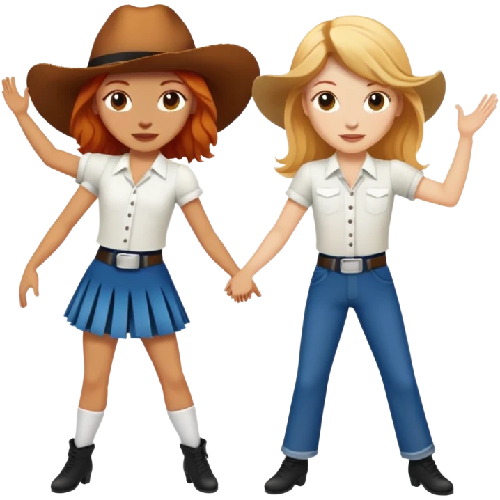 Two line dancers one blonde one red head emoji