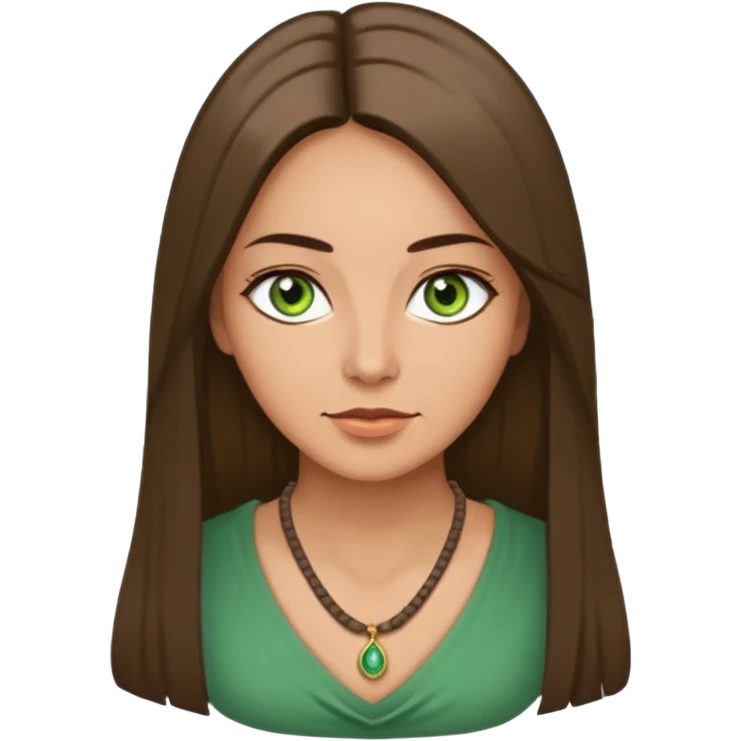 Pretty middle age woman with green eyes and long straight Ash-brown hair  emoji