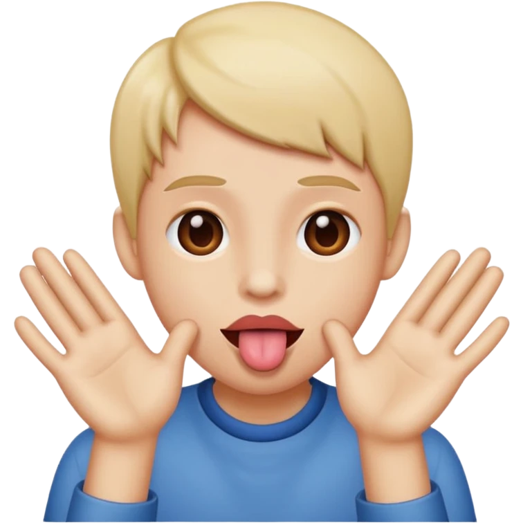 Tongue out with hands to the side emoji