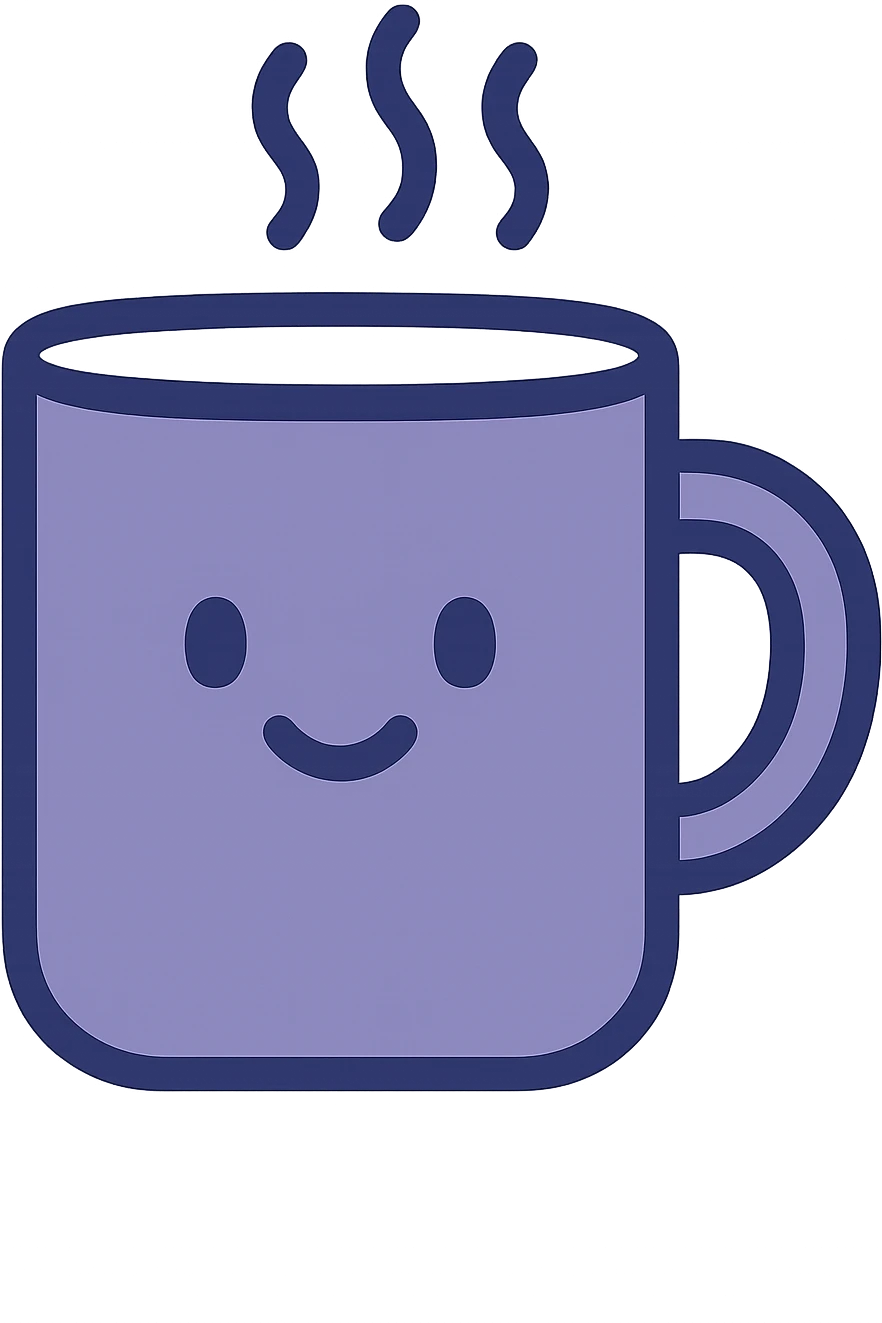 purple coffee mug, minimal, flat, no text emoji