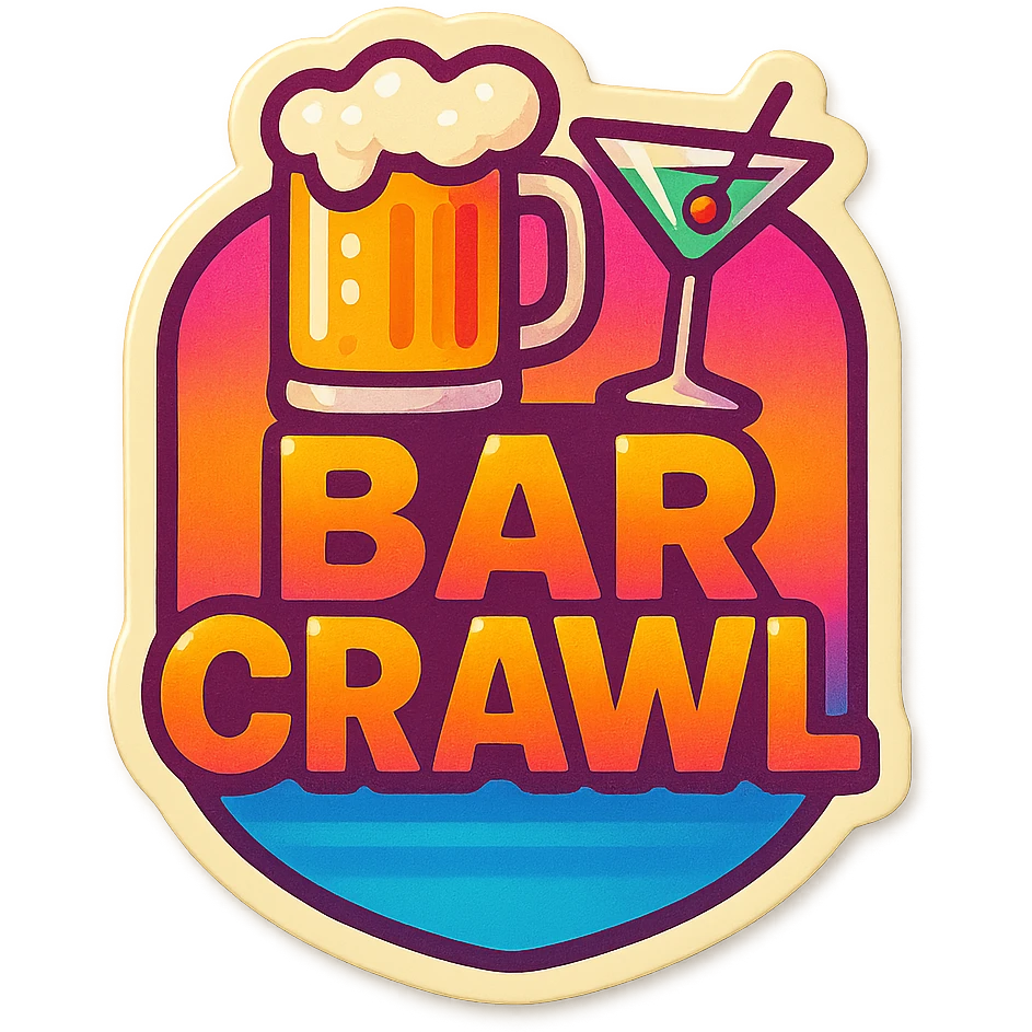 a sticker of a bar crawl badge emoji
